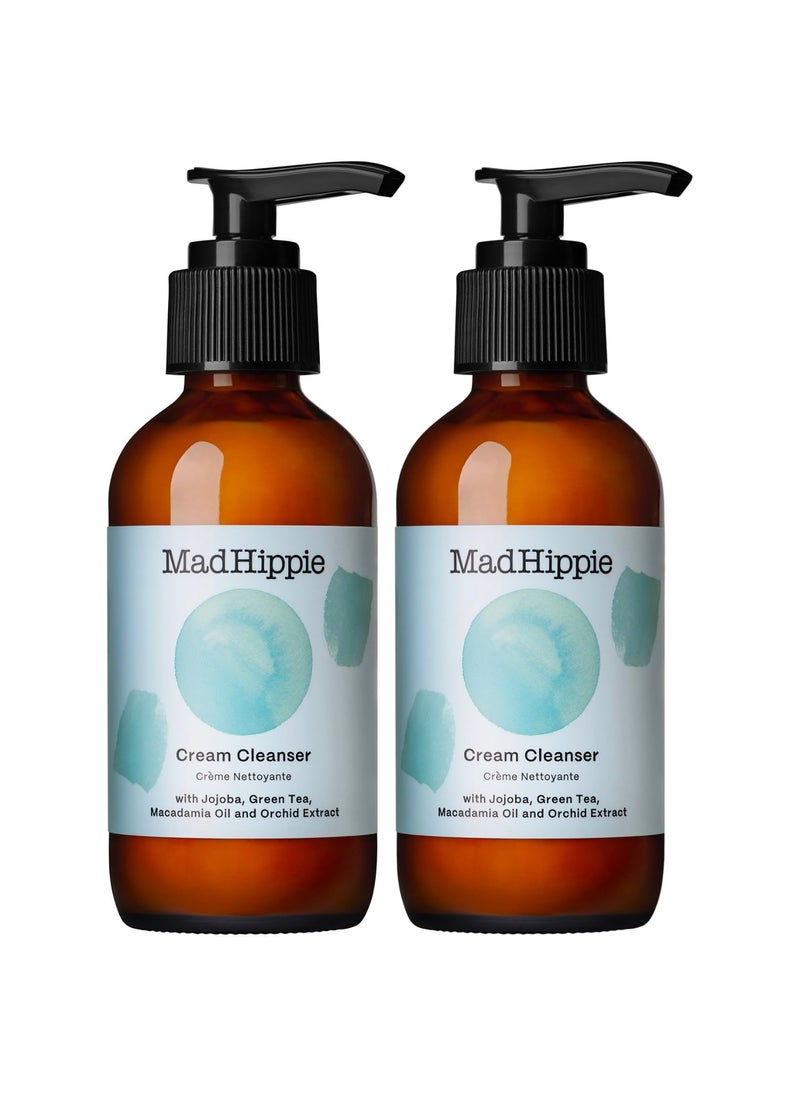 Mad Hippie Cream Cleanser 2-Pack – Gentle Formula with Hyaluronic Acid, Jojoba Oil & Green Tea, Skin Barrier Protection, 4 Oz Ea