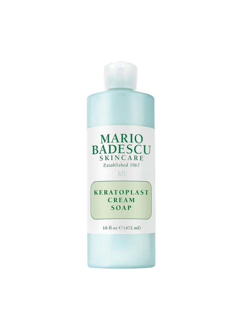 Mario Badescu Keratoplast Cream Soap with Glycerin - Gentle, Oil-Free and Non-Drying Exfoliating Face Wash for Women and Men - Creamy BHA Exfoliant Facial Cleanser and Makeup Remover