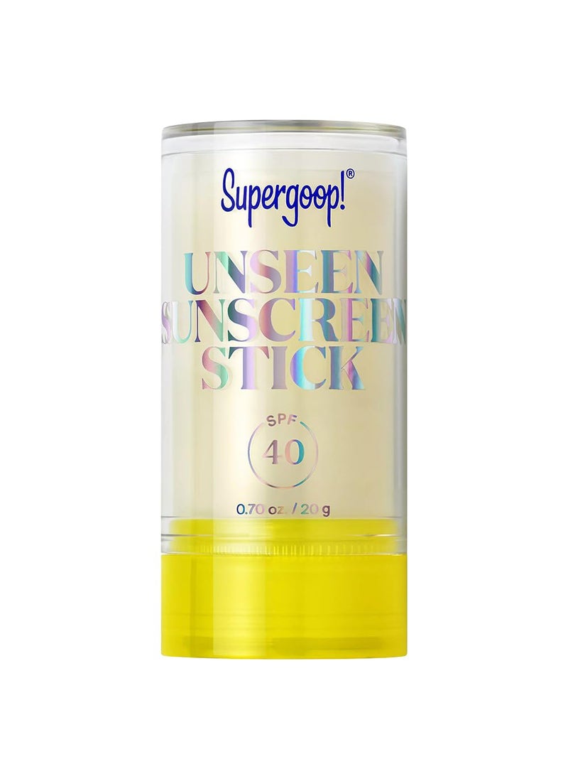 Supergoop! Unseen Sunscreen Stick SPF 40 Invisible Sun Protection - Broad Spectrum Face Sunscreen - Glides Over Makeup - Natural Finish - For All Skin Types - 0.7 fl oz