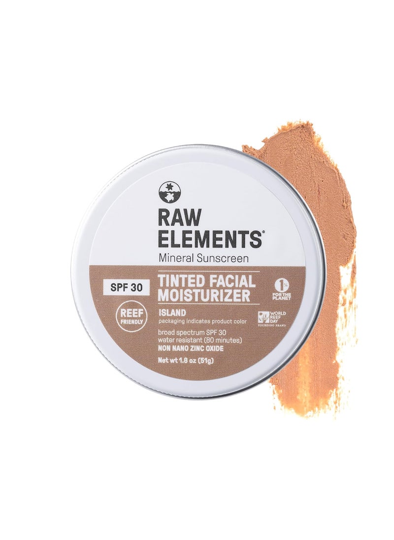 Raw Element Ultra-Moisturizing Tinted Face Cream, Non Toxic Mineral Face Sunscreen, Daily Tinted Moisturizer, Non-Nano Zinc Oxide, Reef Friendly, All Ages, SPF 30, 1.8 oz, Island, Pack of 1