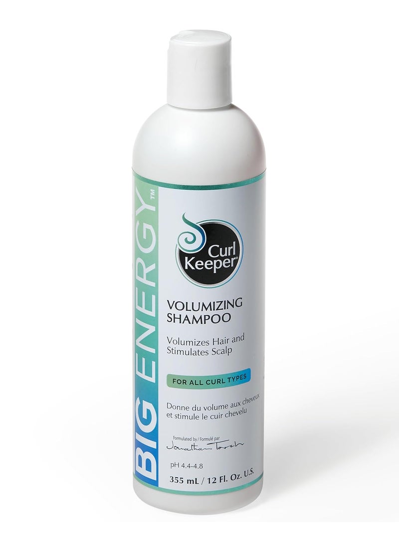 Curl Keeper Big Energy Volumizing Shampoo - Volumizes Hair & Stimulates Scalp for All Curl Types - Packed with Rich Minerals to Strengthen, Restore, & Invigorate - Sulfate Free, Water-Based Formula