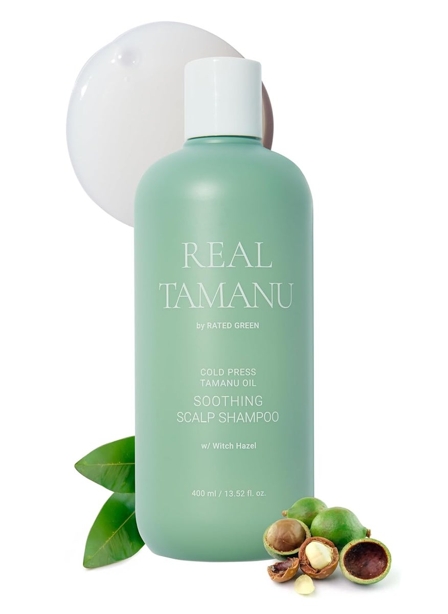 RATED GREEN REAL TAMANU Soothing Shampoo | Scalp Relief & Nourishing for Troubled, Itchy & Dry Scalp | Organic Cold Pressed Tamanu Oil Shampoo (13.52 Fl Oz)
