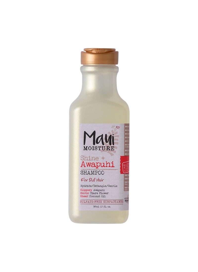 Maui Moisture Shine + Awapuhi Moisturizing Vegan Shampoo with Coconut Oils for Shiny Hair, Silicone-Free & Sulfate-Free Surfactant Aloe Shampoo to Detangle & Hydrate Dull Hair, 13 fl. Oz
