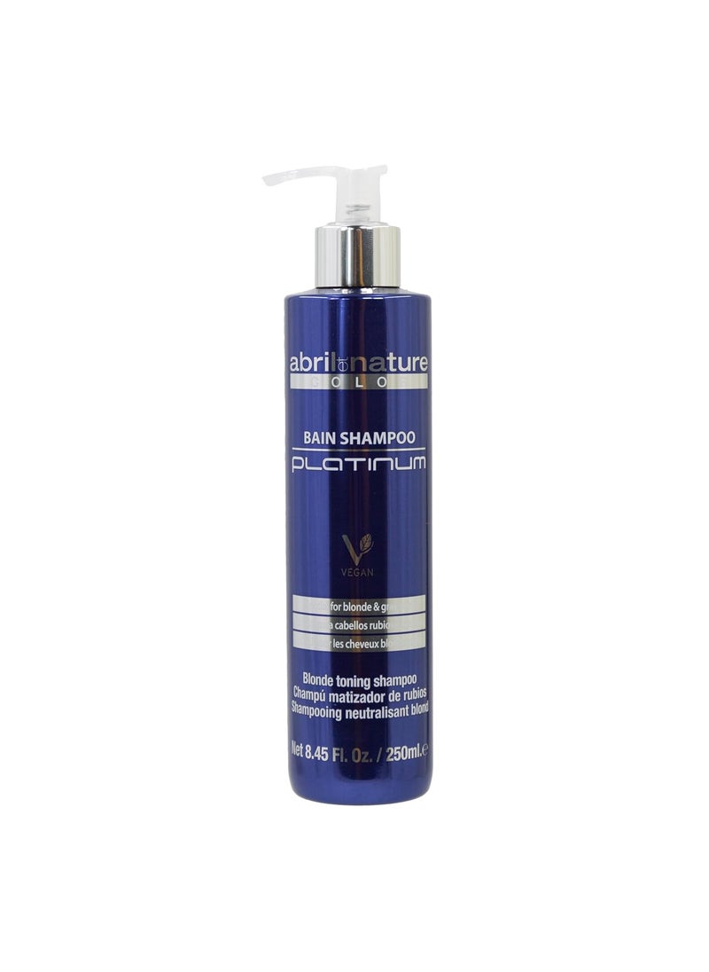 abril et nature - Platinum Professional Shampoo - For Blonde, Bleached, Highlighted, and/or Gray Hair - Violet Toner - Goodbye Yellow Tones - Platinum Appearance - 250 ml