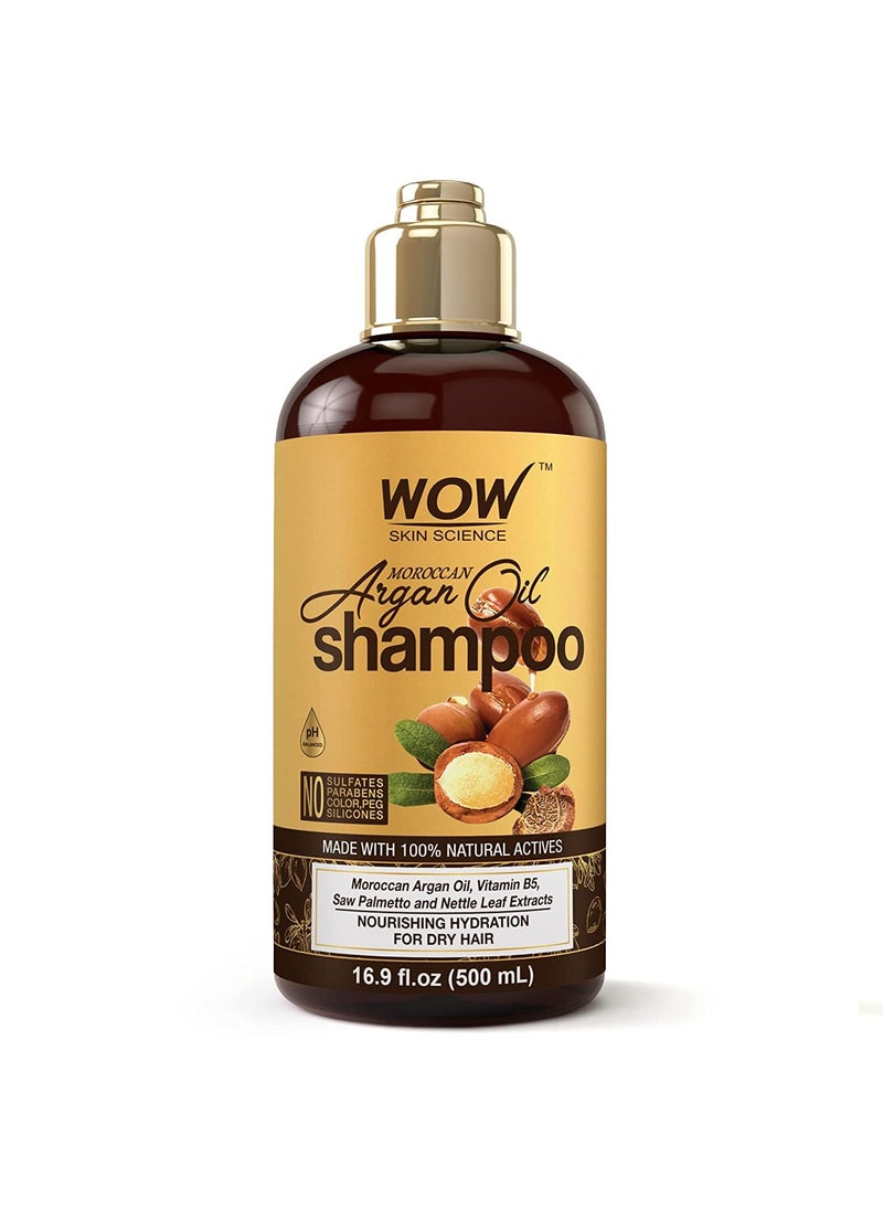 WOW Skin Science Moroccan Argan Oil Shampoo - Sulfate Free Moisturizing Shampoo for Dry, Damaged Hair - For Women & Men