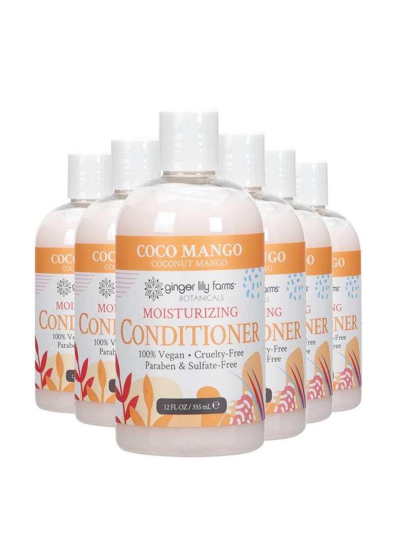 Ginger Lily Farms Botanicals Moisturizing Conditioner for Dry Hair, Coco Mango, 100% Vegan & Cruelty-Free, Coconut Mango Scent, 12 Fl Oz (Pack of 6)