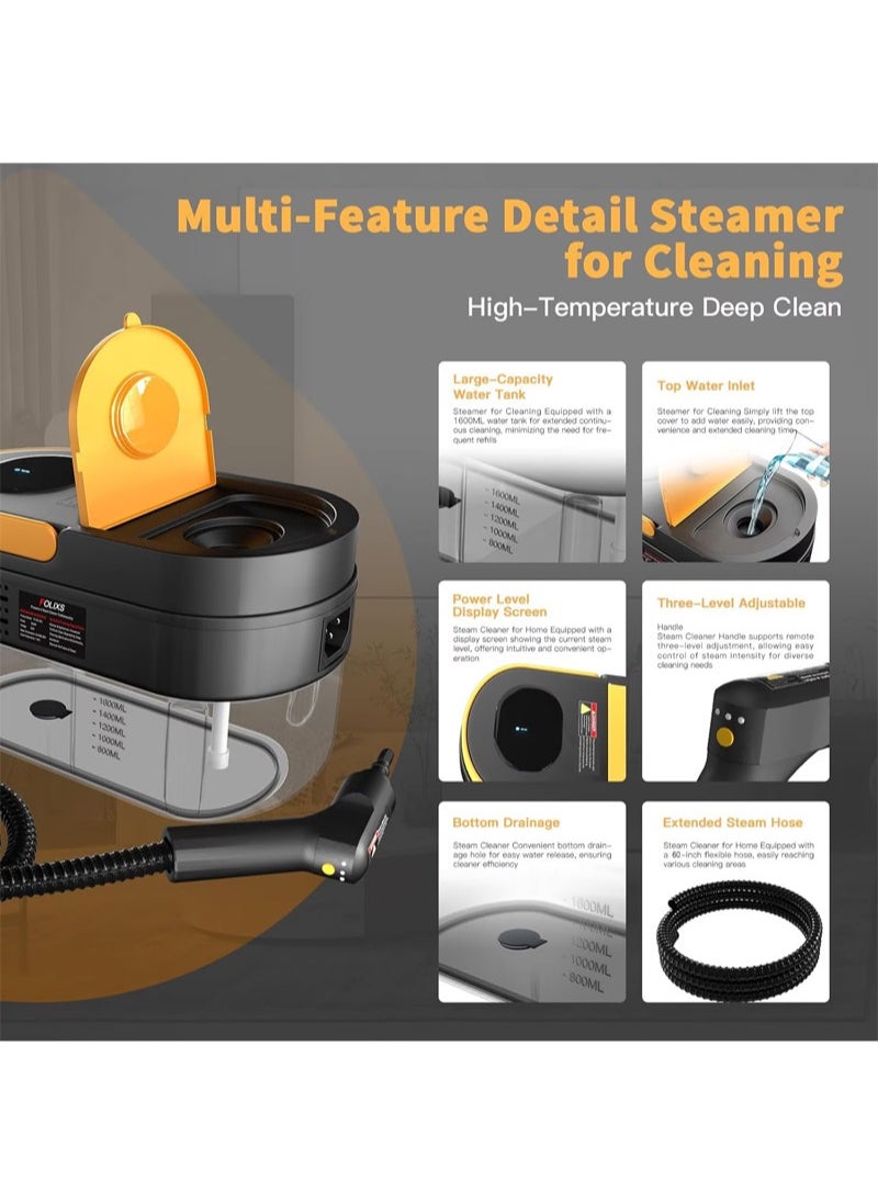 Handheld Steam Cleaner, 2500W Pressurized Steamer for Cleaning, Multi-Purpose Steamer for Home, 3Bar High Pressure Steamer, Portable Steam Cleaner for Kitchen, Bathroom, Tile