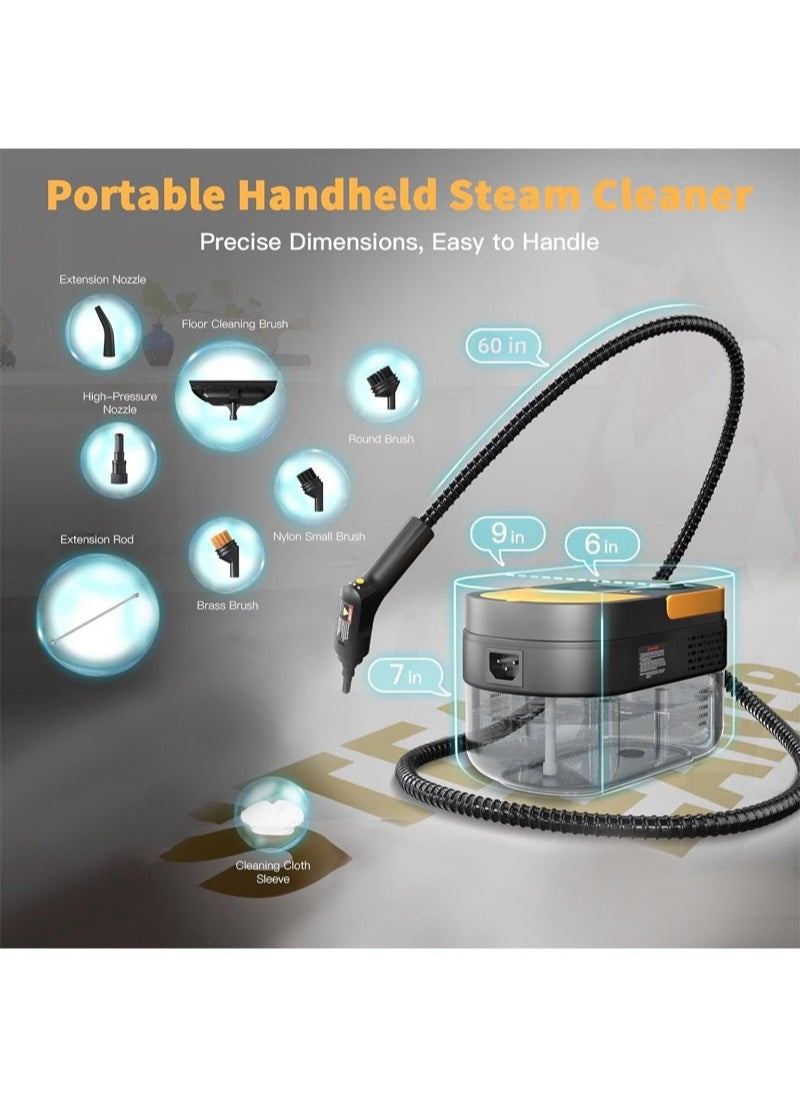 Handheld Steam Cleaner, 2500W Pressurized Steamer for Cleaning, Multi-Purpose Steamer for Home, 3Bar High Pressure Steamer, Portable Steam Cleaner for Kitchen, Bathroom, Tile