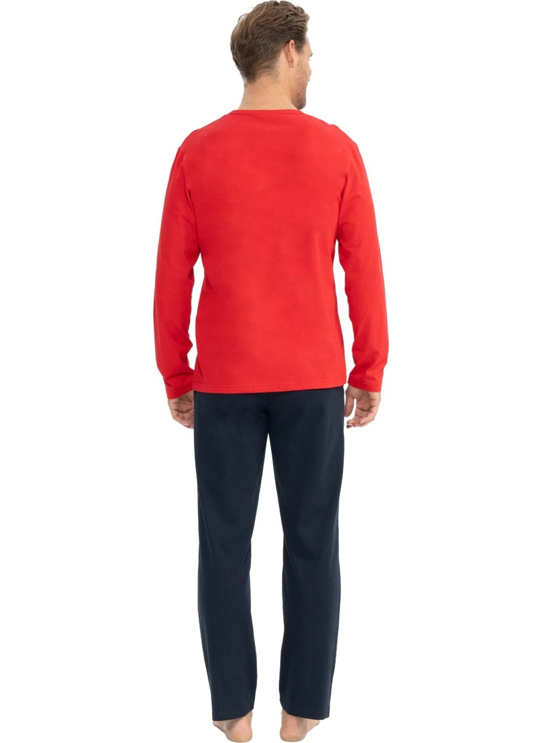 Base. Polo Assn. Men's Red Round Collar Pajamas Set