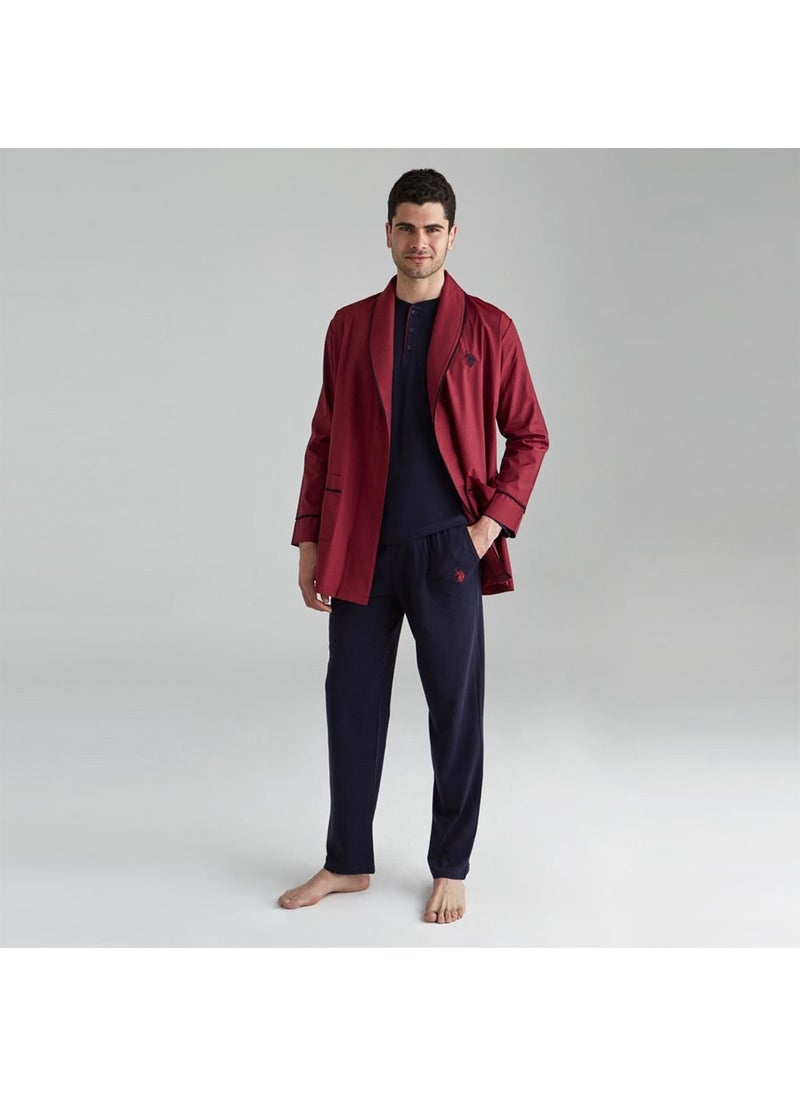 Men's Groom's Dowry Pajamas Set Robe Navy Blue 12000