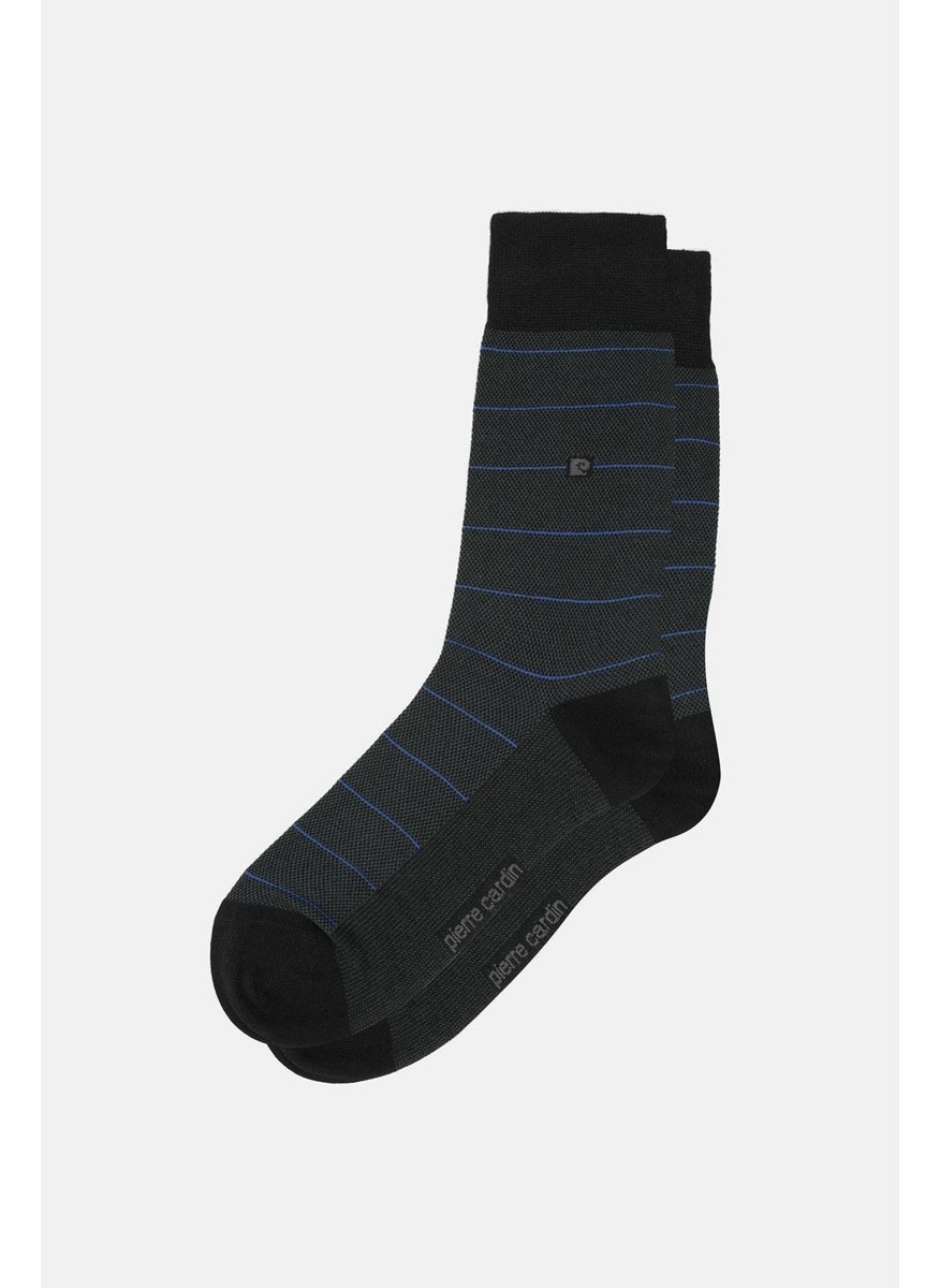 Modal 6-Pack Men's Two-Color Long Socks Code 258-PC Black-Sax