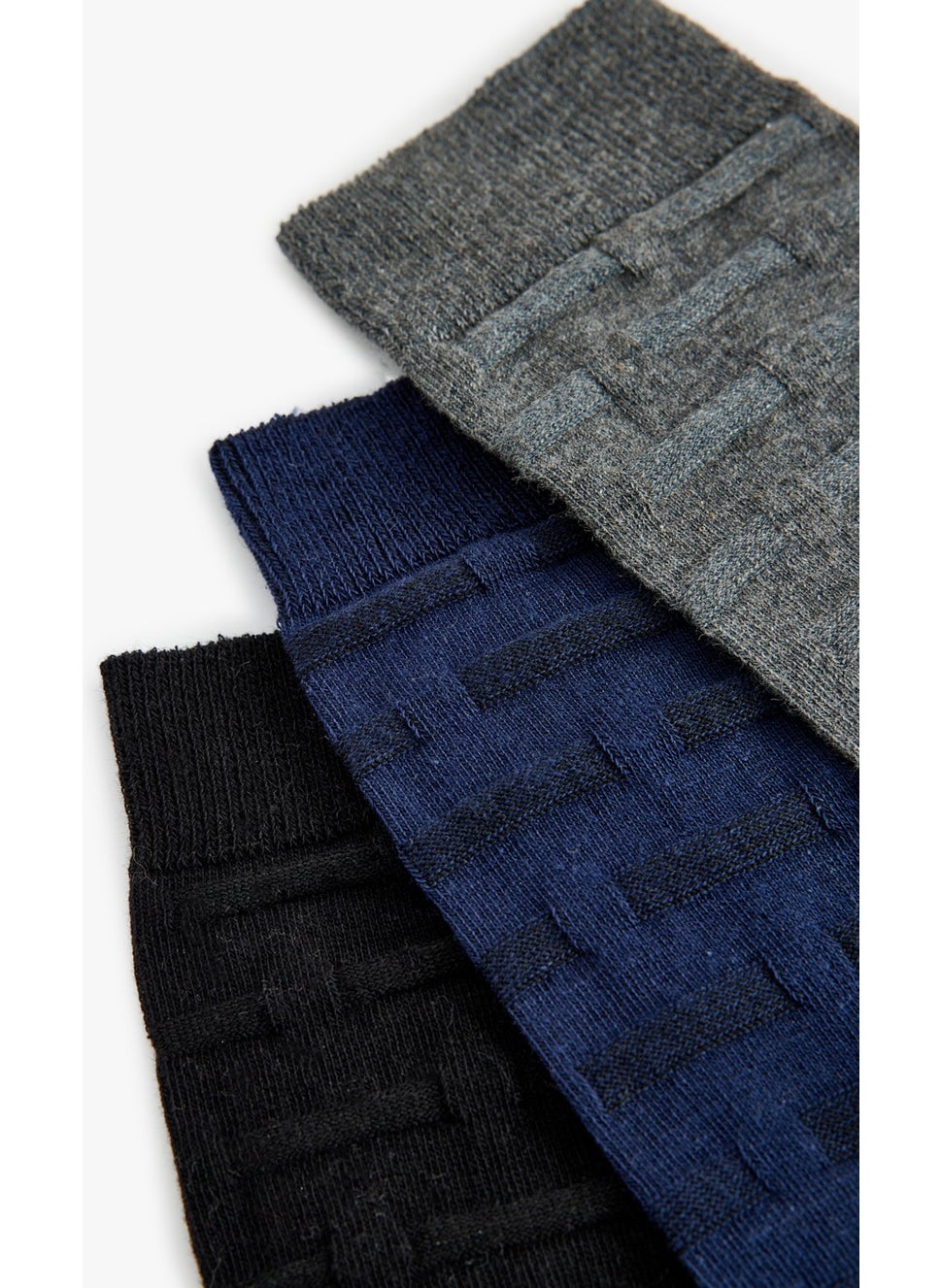 Socks Set of 3 Textured Cotton Blended Socks