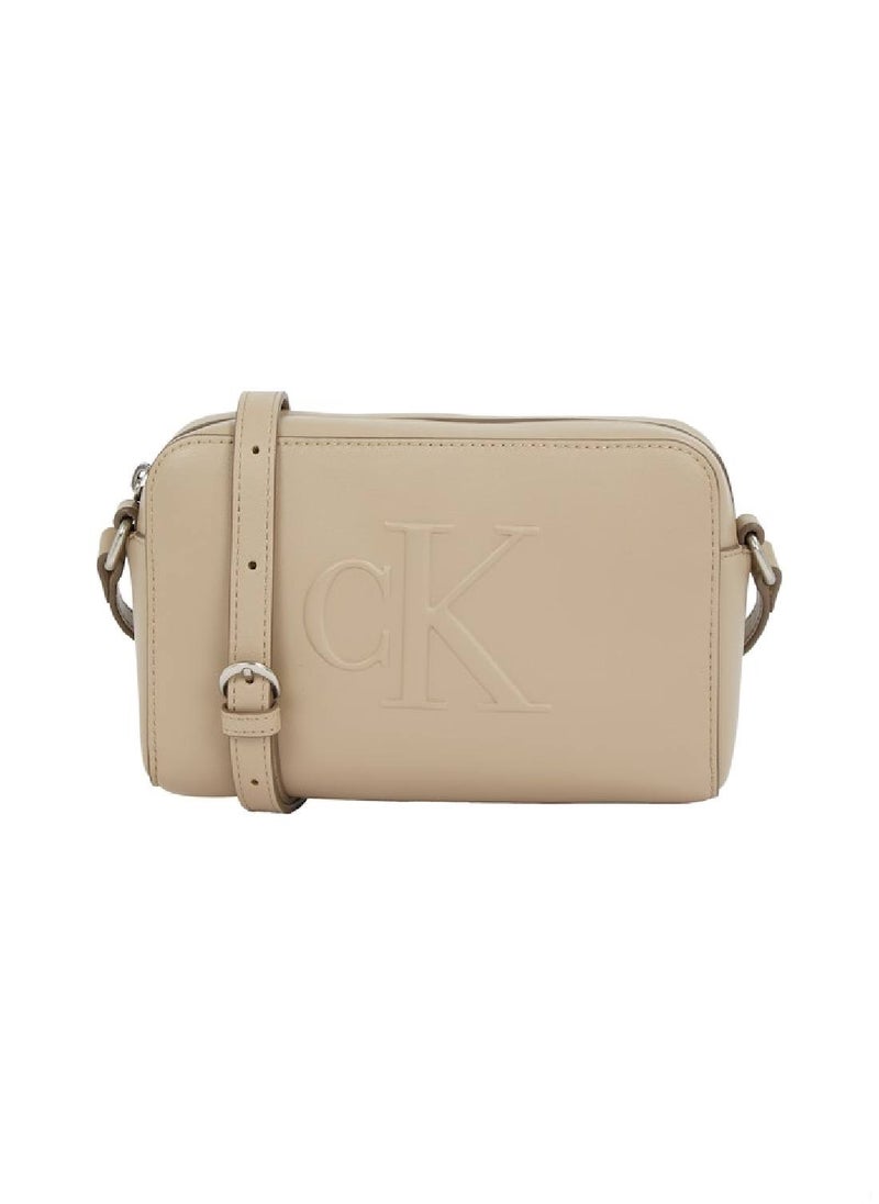 Women's Crossbody Bag - Faux Leather, Beige