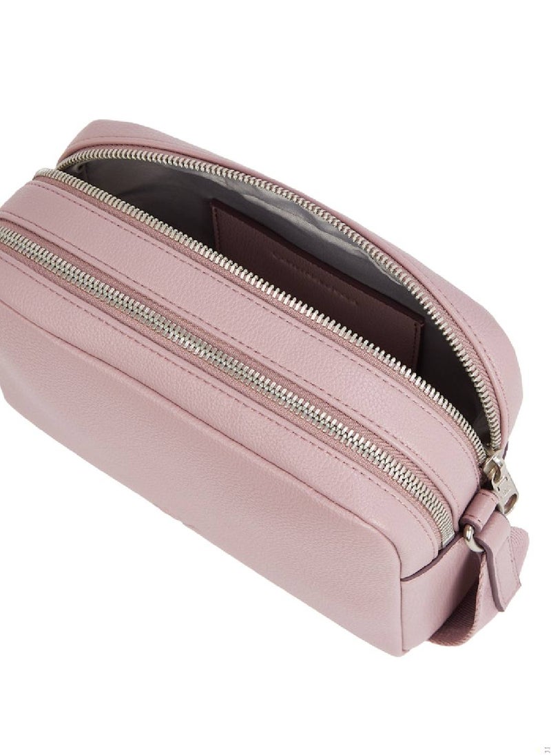 Women's Ultralight Double Zip Crossover Bag - Faux Leather, Pink