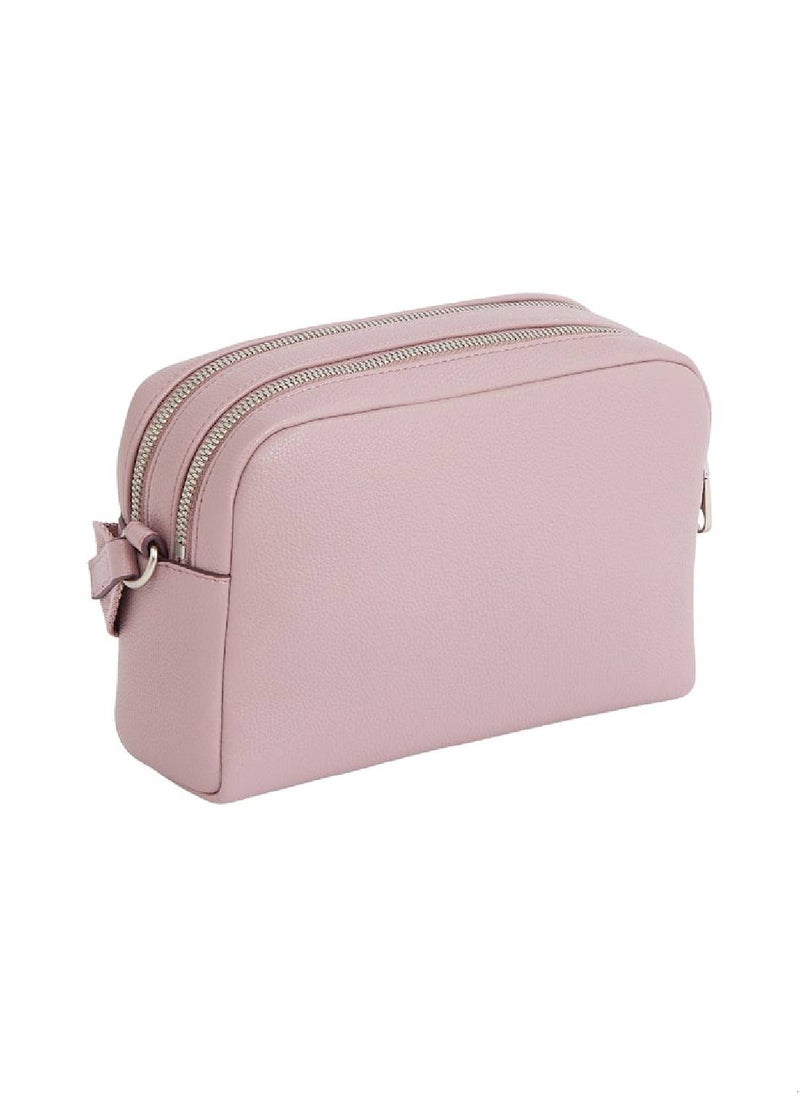 Women's Ultralight Double Zip Crossover Bag - Faux Leather, Pink