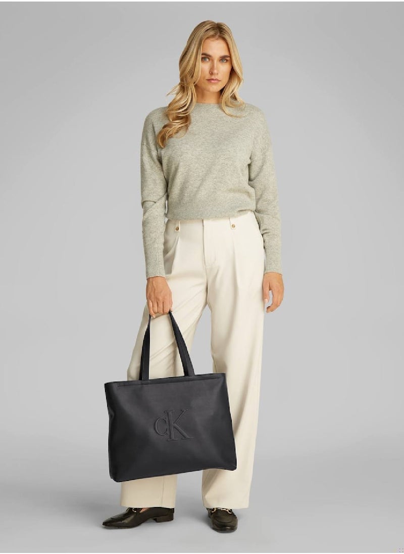 Women's Tote Bag - Faux Leather, Black
