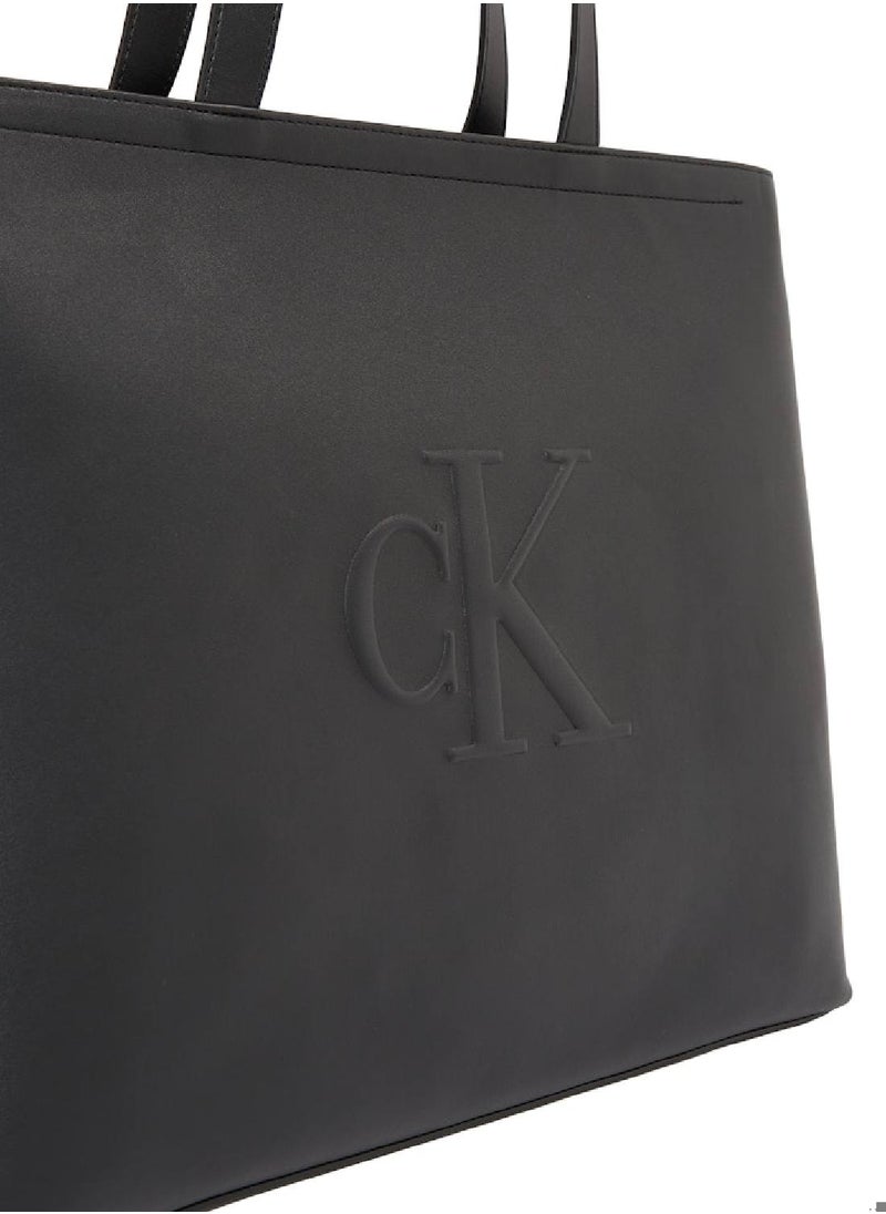 Women's Tote Bag - Faux Leather, Black