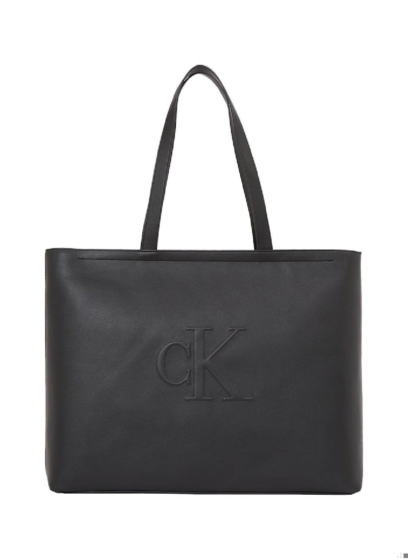 Women's Tote Bag - Faux Leather, Black