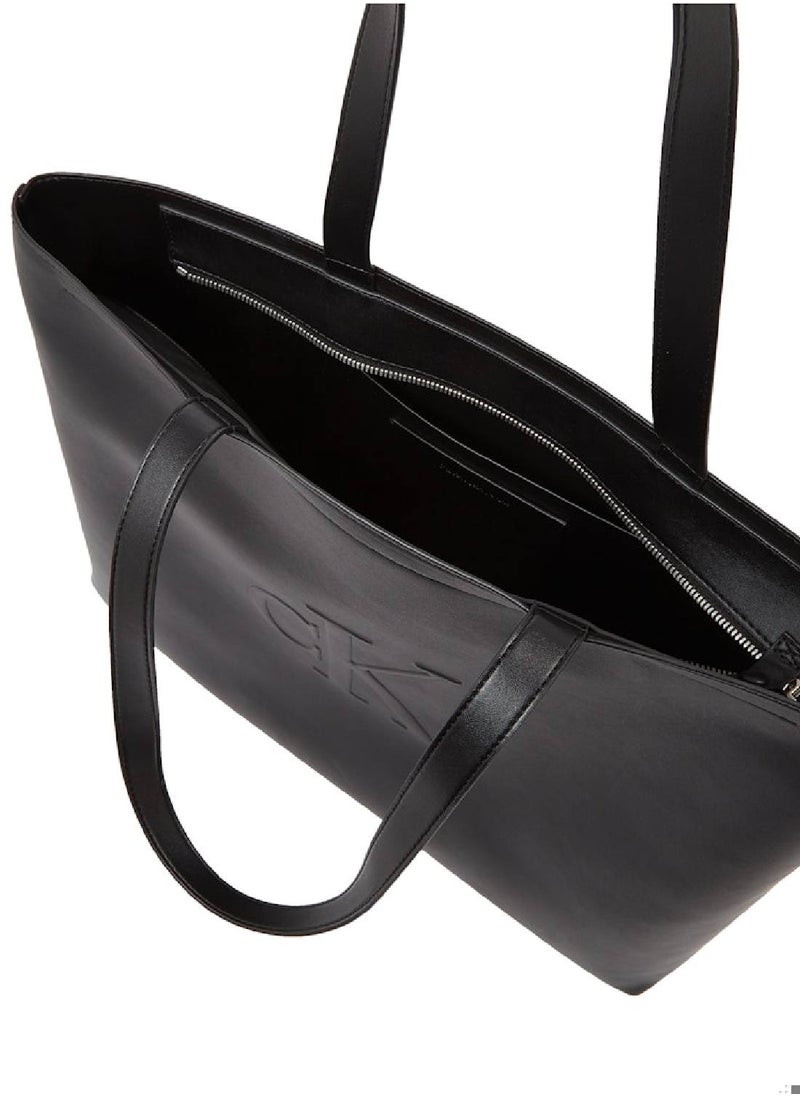 Women's Tote Bag - Faux Leather, Black