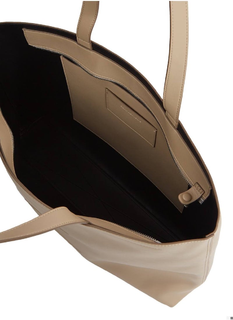 Women's Tote Bag - Faux Leather, Beige