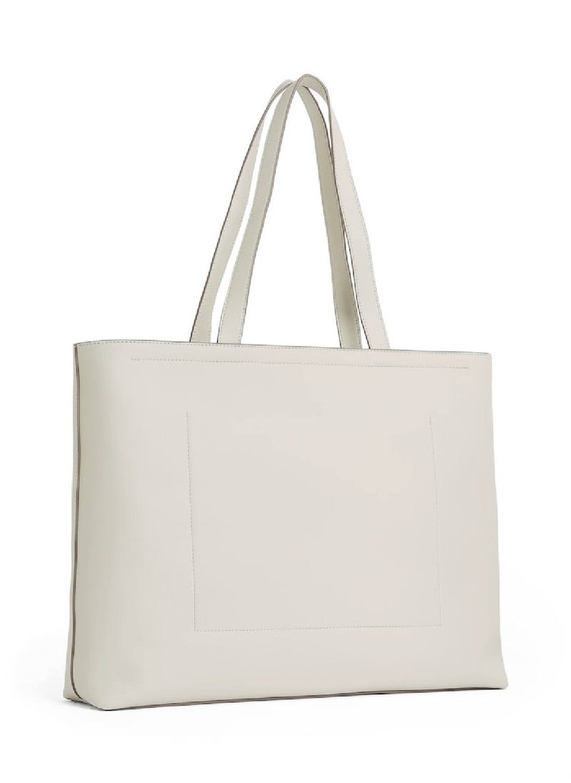 Women's Tote Bag - Faux Leather, White