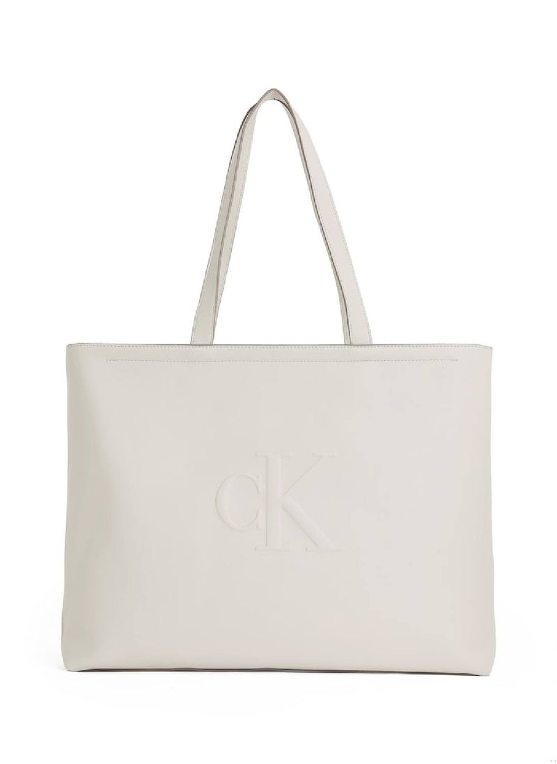 Women's Tote Bag - Faux Leather, White