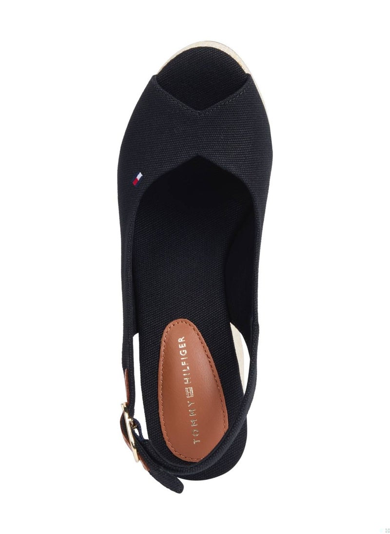 Women's High Wedge Espandrille - Cotton, Black