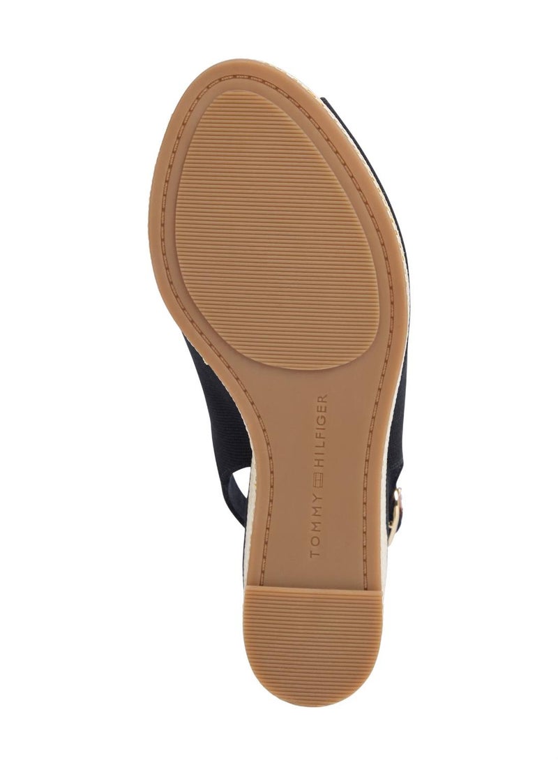 Women's High Wedge Espandrille - Cotton, Black