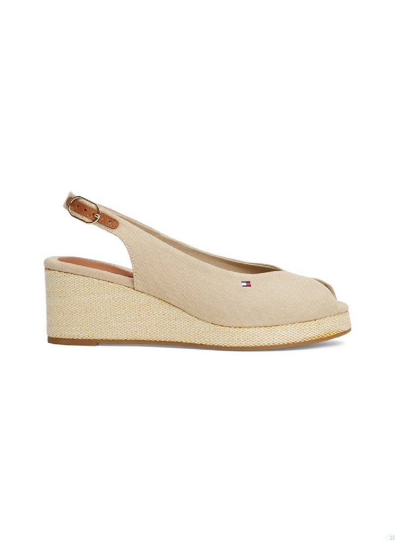 Women's Canvas Slingback Wedge Espadrille Sandals - Cotton, Beige