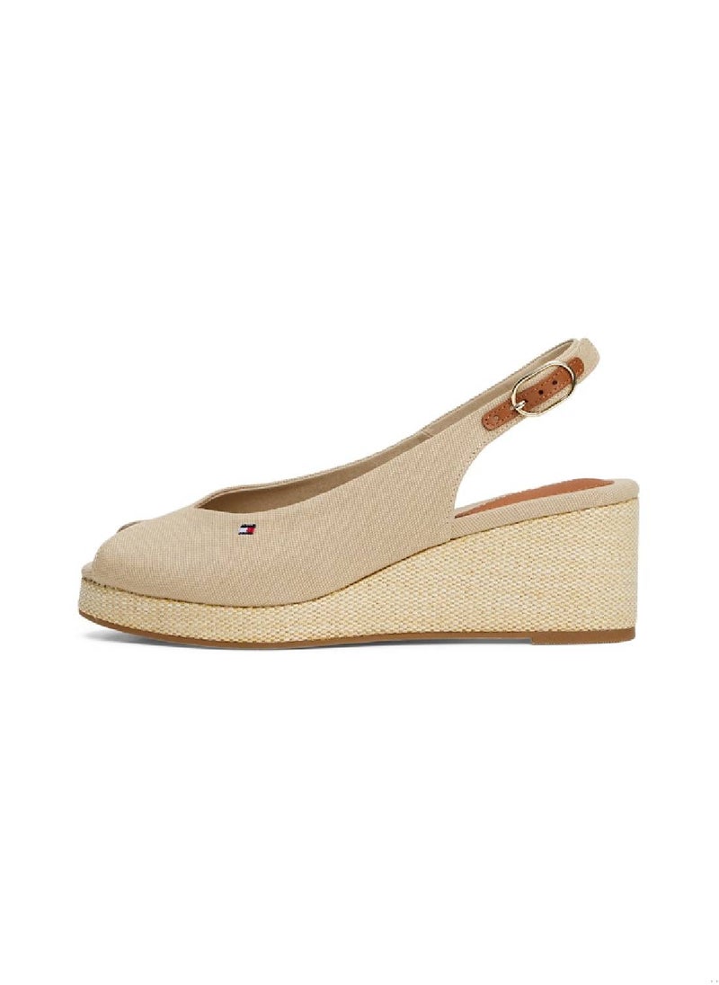 Women's Canvas Slingback Wedge Espadrille Sandals - Cotton, Beige