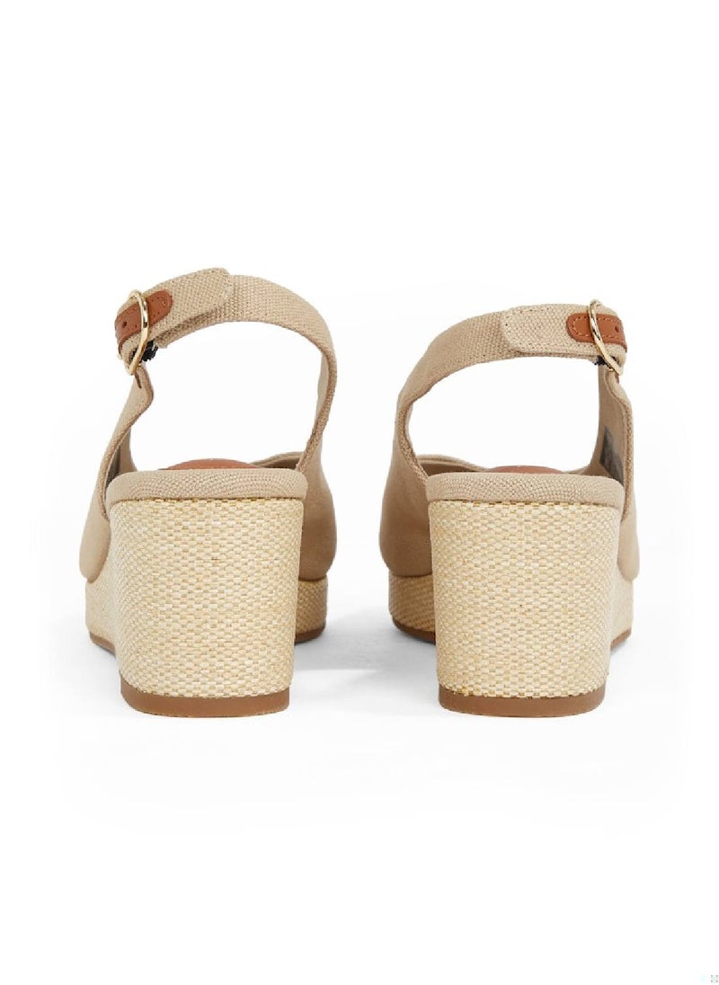 Women's Canvas Slingback Wedge Espadrille Sandals - Cotton, Beige