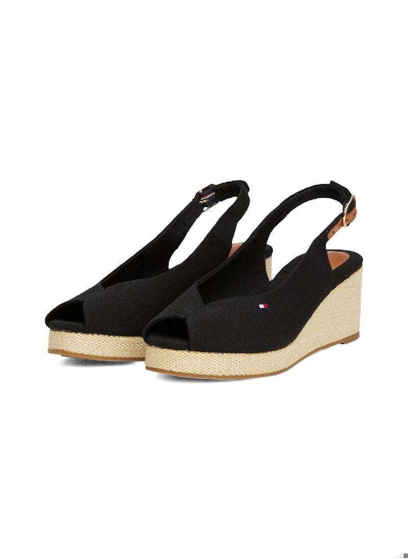 Women's Canvas Slingback Wedge Espadrille Sandals - Cotton, Black
