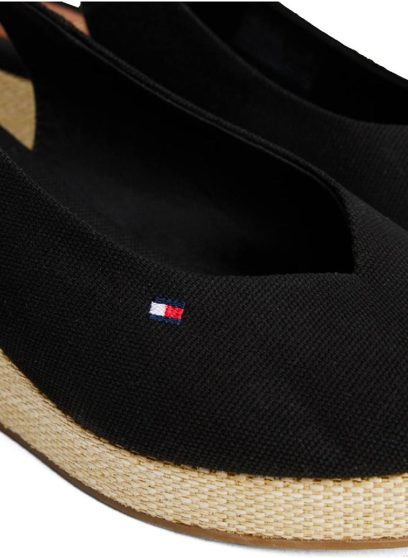 Women's Canvas Slingback Wedge Espadrille Sandals - Cotton, Black