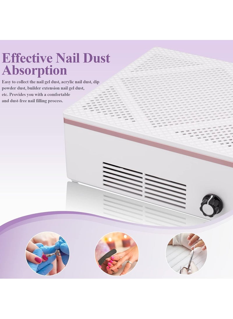 Nail Dust Collector, Super Quiet Dust Collector Machine Reusable Filter and Powerful 60W Nail Vacuum Cleaner Fan, Electric Manicure Tool for Acrylic Nails Builder Extension Hard Nails