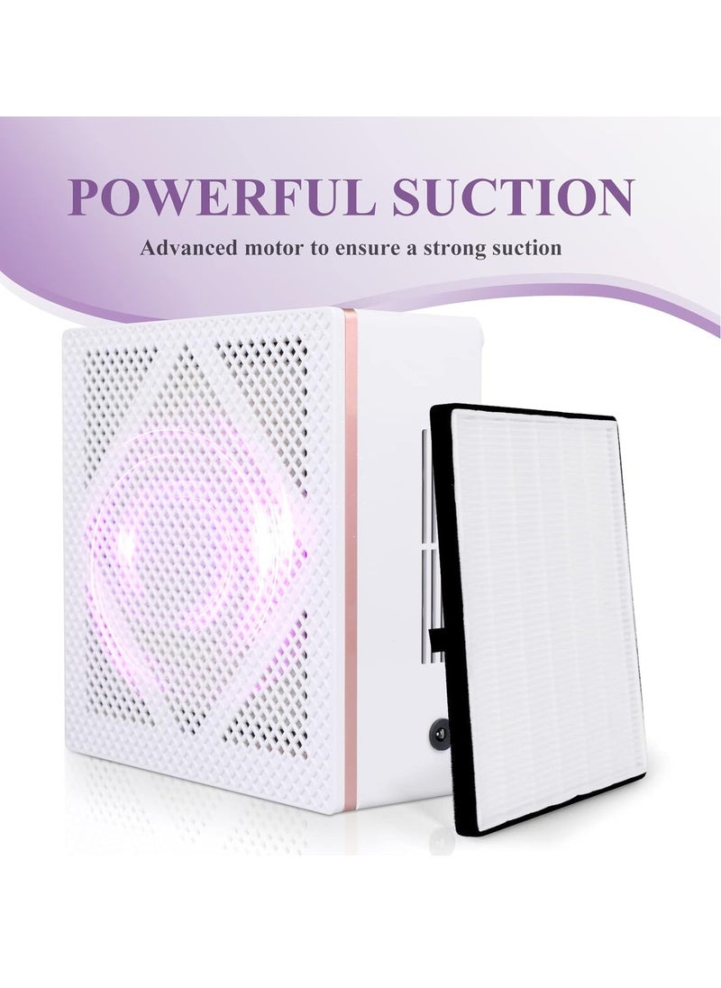 Nail Dust Collector, Super Quiet Dust Collector Machine Reusable Filter and Powerful 60W Nail Vacuum Cleaner Fan, Electric Manicure Tool for Acrylic Nails Builder Extension Hard Nails