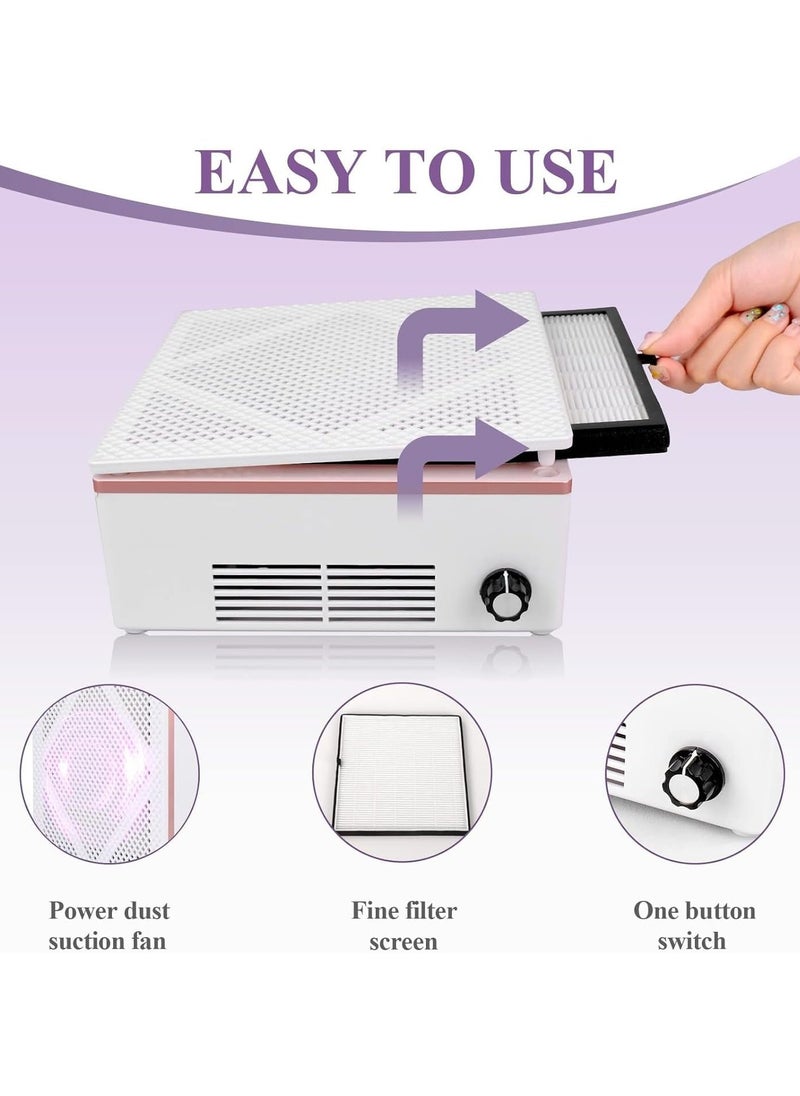 Nail Dust Collector, Super Quiet Dust Collector Machine Reusable Filter and Powerful 60W Nail Vacuum Cleaner Fan, Electric Manicure Tool for Acrylic Nails Builder Extension Hard Nails
