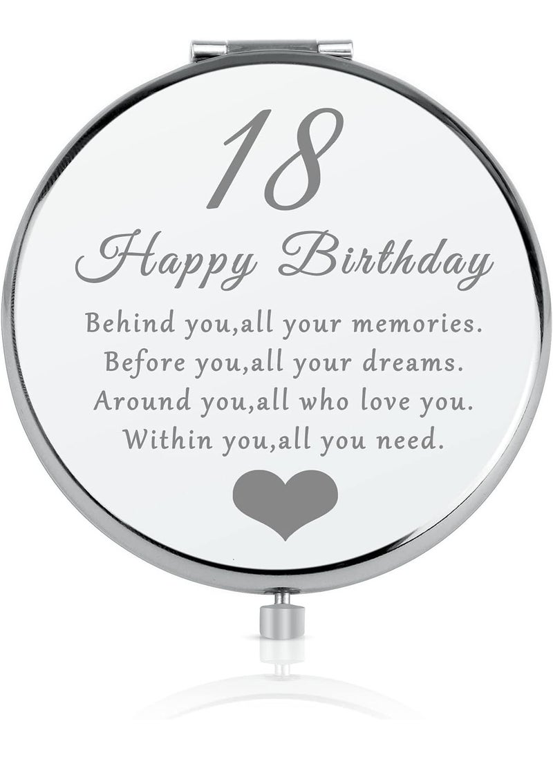18th Birthday Gift for 18 Years Old Girls, Happy 18th Birthday Gift for Sister Niece Daughter Bestie, Folding Makeup Mirror for Her, Present Idea for Girls Turning 18 Years Old, 18th Bday Gift for Her