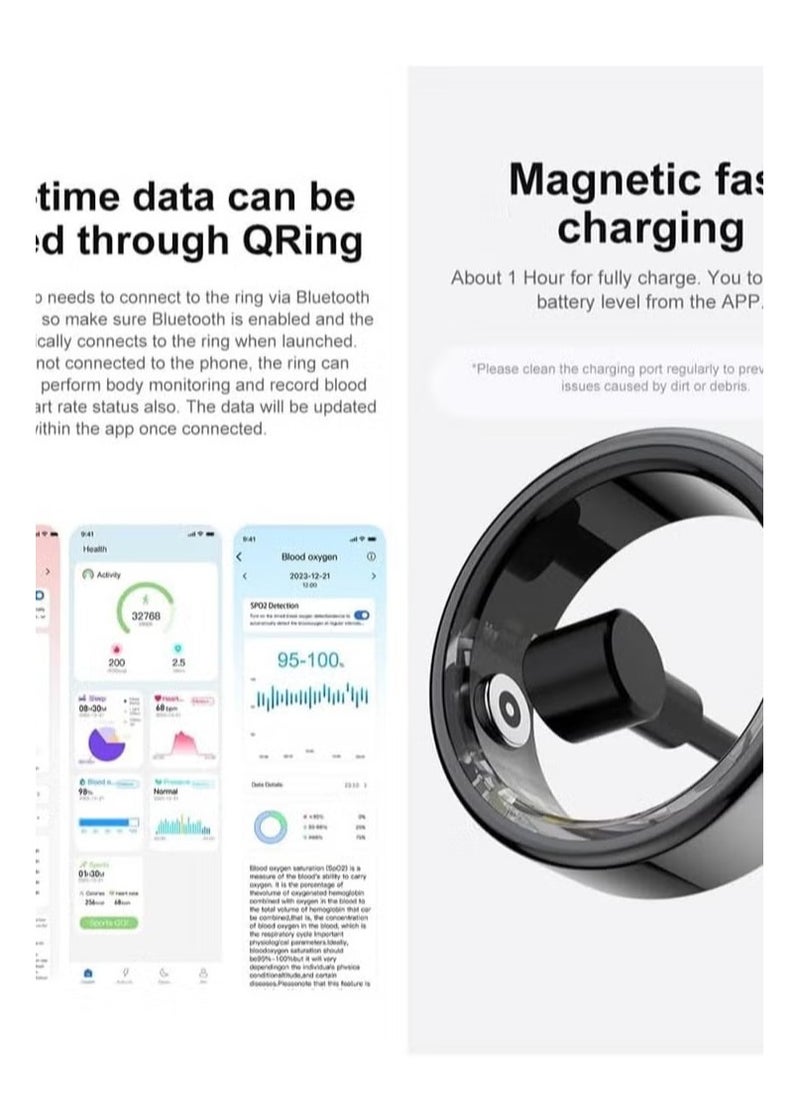 Smart Ring, Activity & Fitness Tracker Ring for Women/Men, No APP Subscription, Fitness Tracking Smart Ring with Calories/Heart Rate/ Monitoring, Waterproof (Gold, #10)