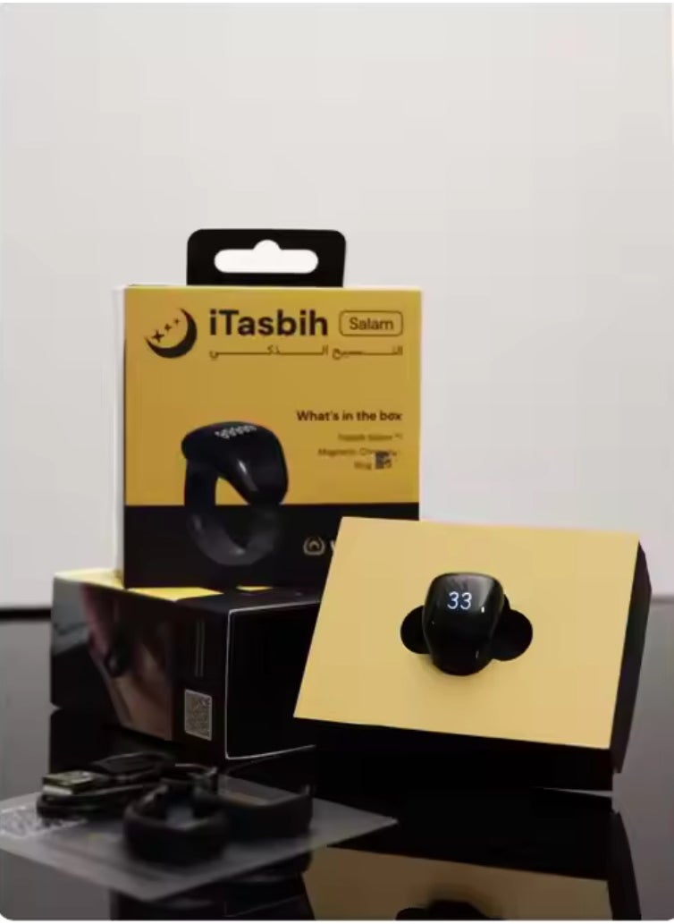 Smart Zikr Rings, Smart Electronic Finger Counter with OLED Display with 3 Replaceable Sizes （18/20/22mm）APP Support Digital Prayer Reminder Rings, Tasbeeh Counter and Dhikr Rings