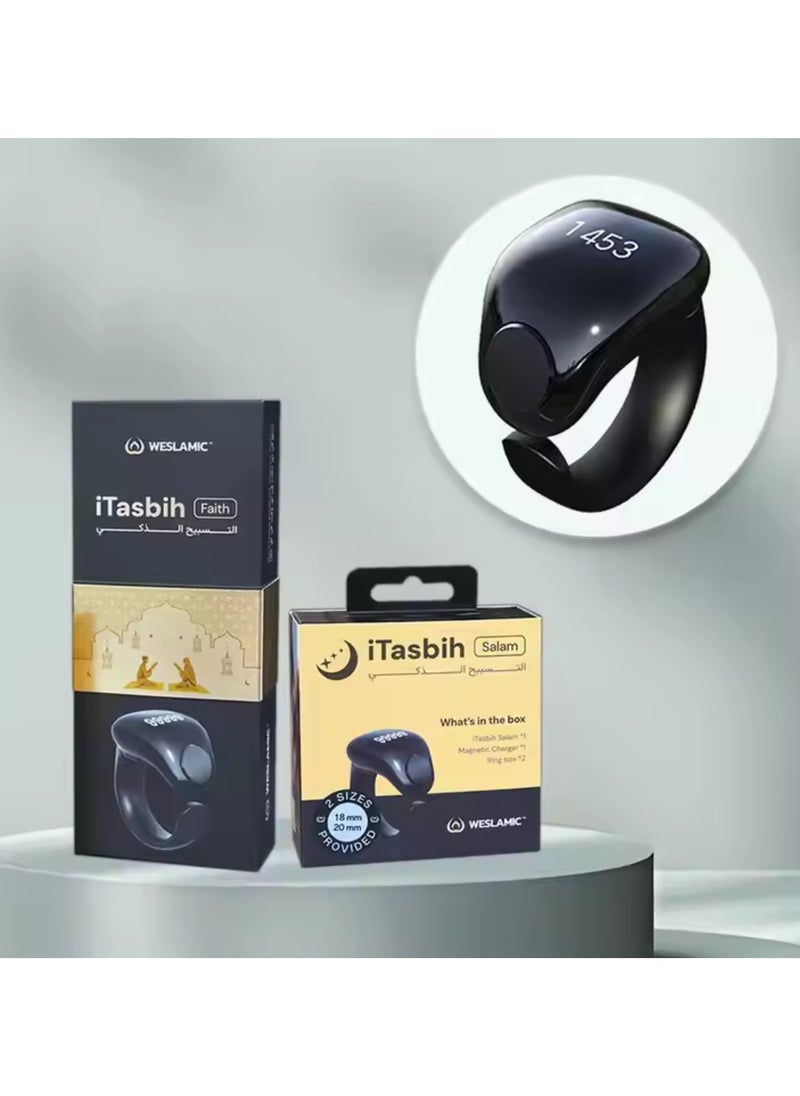 Smart Zikr Rings, Smart Electronic Finger Counter with OLED Display with 3 Replaceable Sizes （18/20/22mm）APP Support Digital Prayer Reminder Rings, Tasbeeh Counter and Dhikr Rings