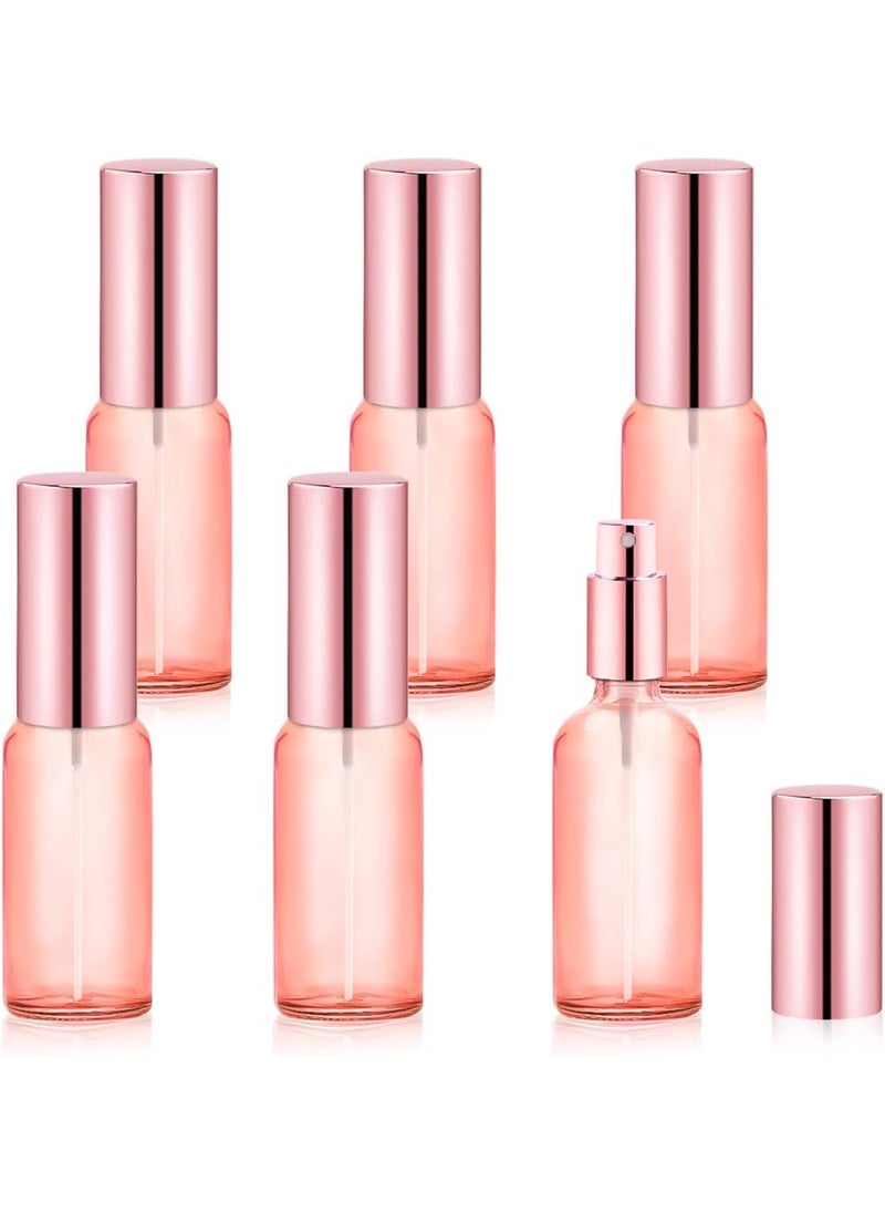 Wresty 6 Packs 30ml/1oz Pink Glass Spray Bottle Travel Perfume Atomizer Bottle Empty Fine Mist Spray Bottle Refillable DIY Cosmetic Bottle Container For Fragrance Essential Oils Liquids