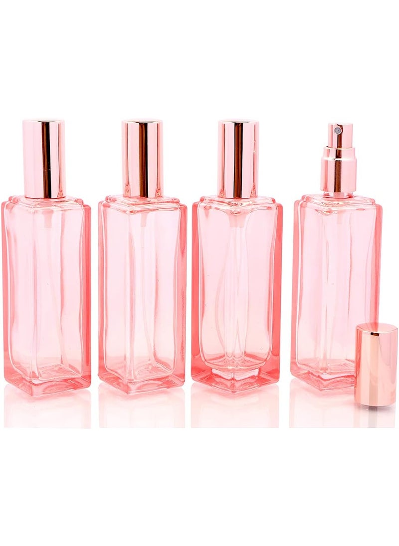 4 Pcs,1 Oz Pink Fine Mist Atomizer,Empty Glass Bottles With Rose-Golden Spray Pump Head,Protable Travel Liquid Cosmetic Containers for Perfume,Essential Oils-Pipette&Funnel Included