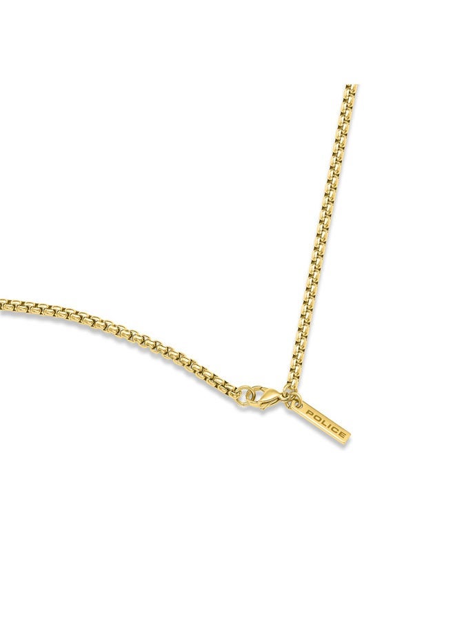 Stamp Necklace  IonPlated Black Tag with Wing Logo and GoldPlated Chain for Subtle Rebellious Style