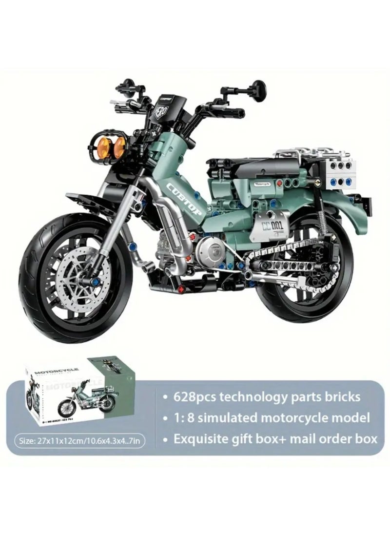 628pcs Technology Motorcycle, 1:8 Classic Street Car Model, Technology Piece Bricks, Desktop Decoration Ornaments, DIY STEM Puzzle Toys