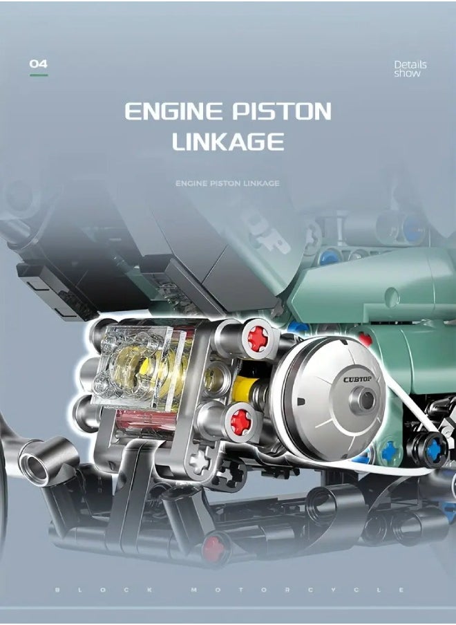 628pcs Technology Motorcycle, 1:8 Classic Street Car Model, Technology Piece Bricks, Desktop Decoration Ornaments, DIY STEM Puzzle Toys