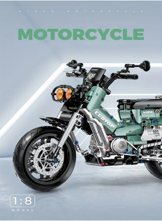 628pcs Technology Motorcycle, 1:8 Classic Street Car Model, Technology Piece Bricks, Desktop Decoration Ornaments, DIY STEM Puzzle Toys