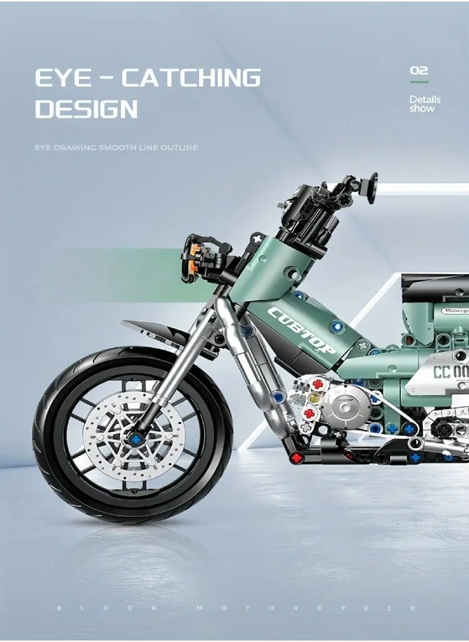 628pcs Technology Motorcycle, 1:8 Classic Street Car Model, Technology Piece Bricks, Desktop Decoration Ornaments, DIY STEM Puzzle Toys