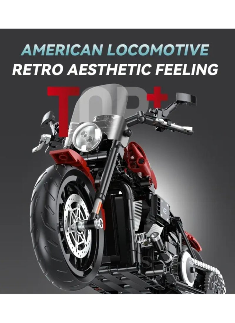 542pcs 1:8 Cool Technology Motorcycle Building Block Toys, Simulation Model, DIY Puzzle Assembly Compatible with 4.9mm Technology Building Blocks