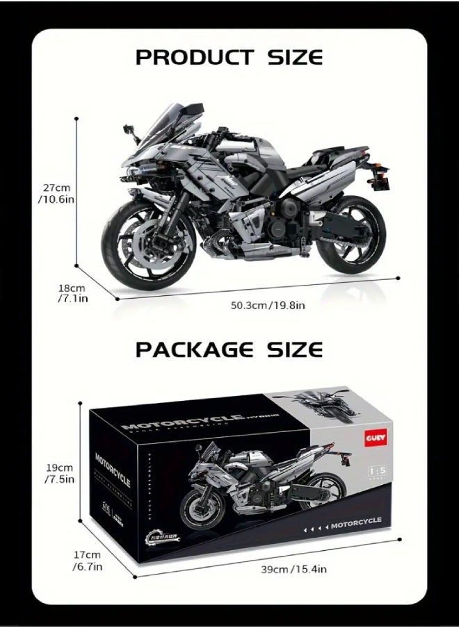 1:5 Scale 2156pcs Technology Motorcycle Building Block Toys