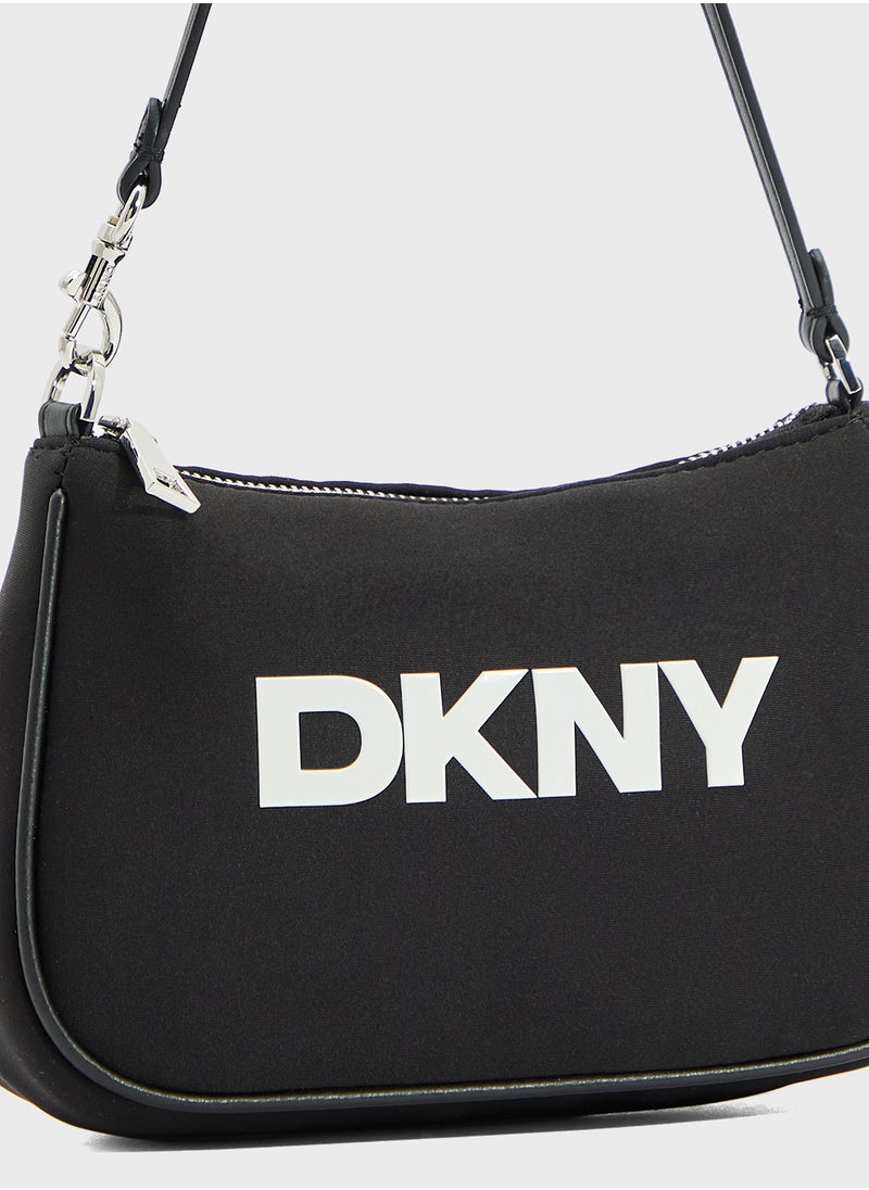 Jenny Logo Deatiled Zip Thriogh Satchel